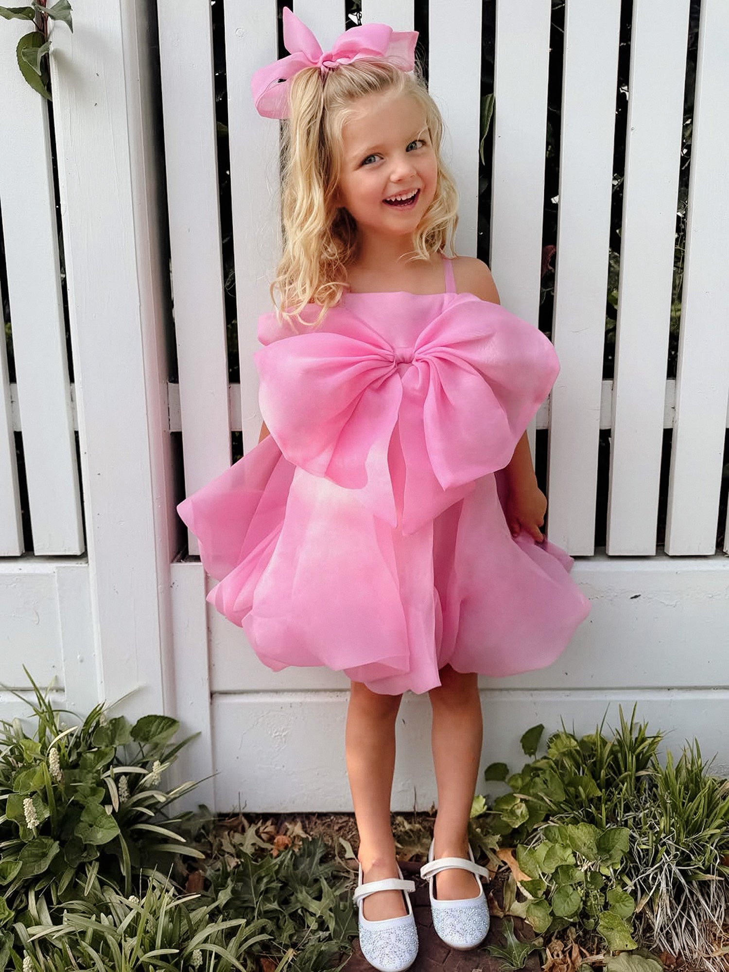 hot pink girl dress Love In Full Bloom Organza Bow Party - | Before & Ever, 2 Size:UK 8 | US 4 | S Elegant fairy Dress, white Designed by a mom dev-position-dresses:number:26