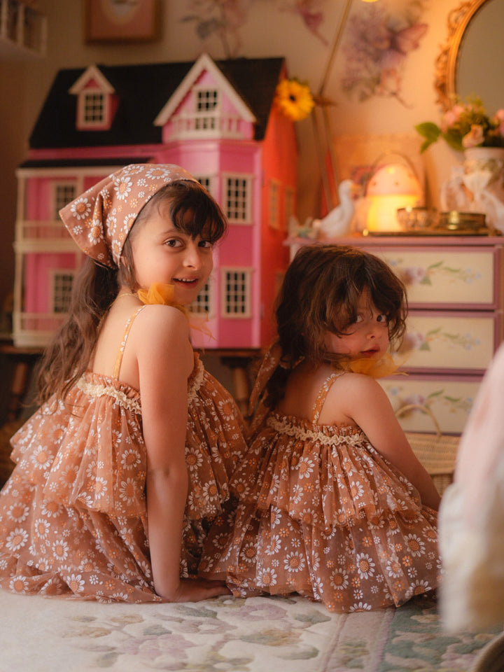 Toffee Daisy Bandana - Brown