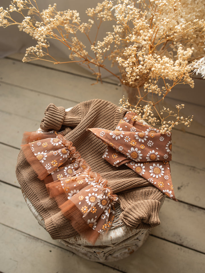 Toffee Daisy Bandana - Brown