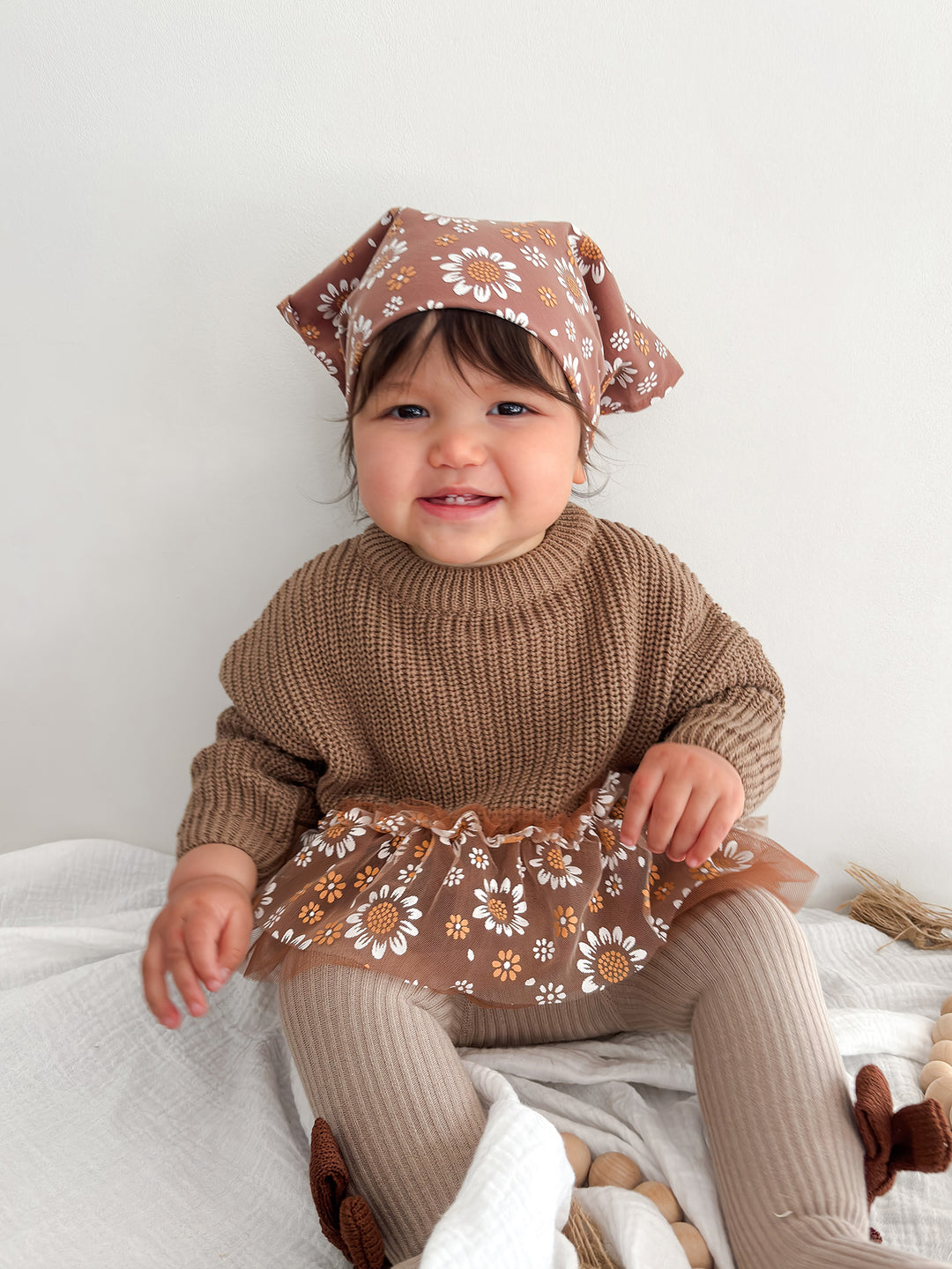 Toffee Daisy Bandana - Brown