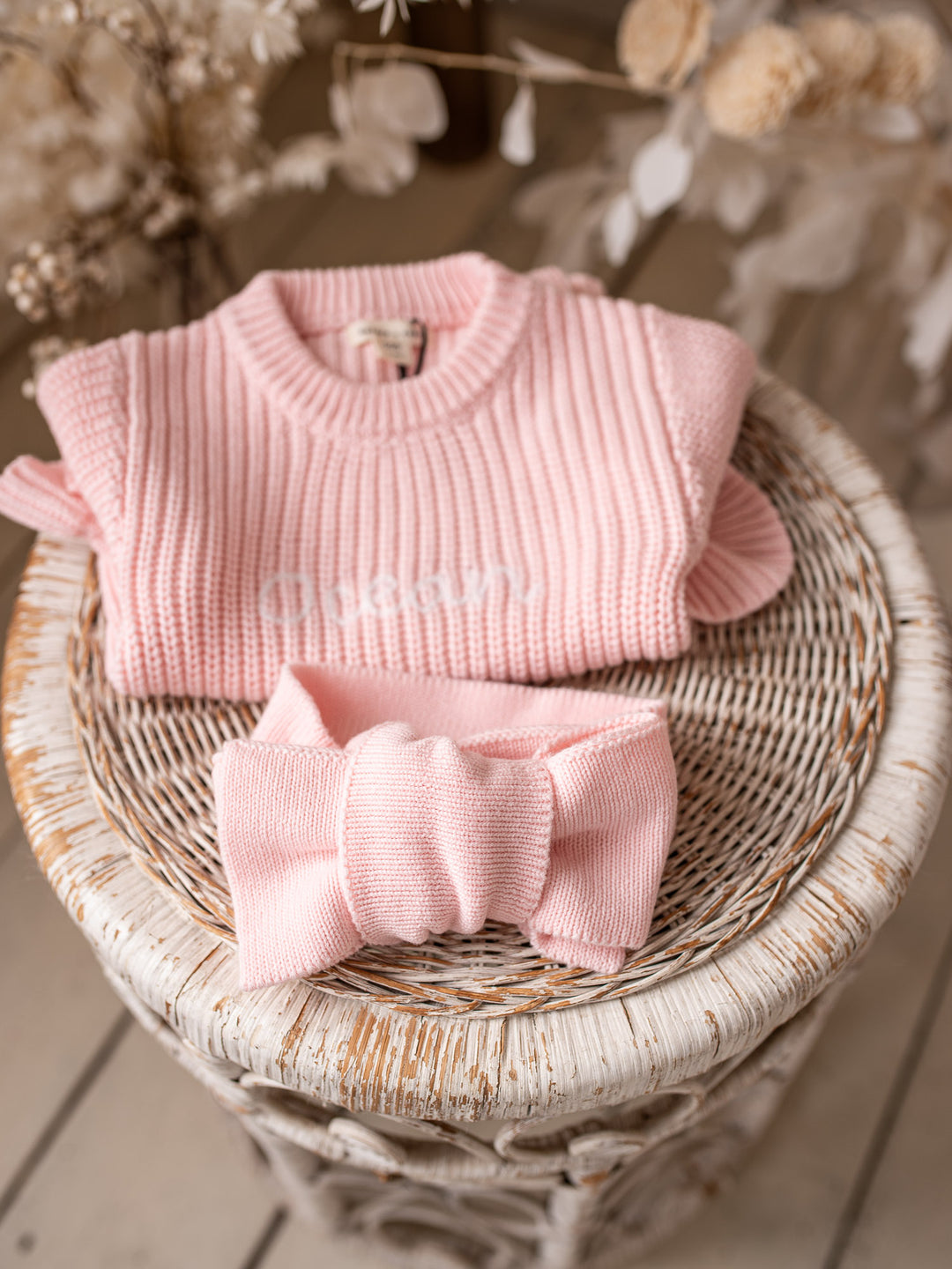 Pure - Knitted Oversized Topknot Headwrap Baby Pink