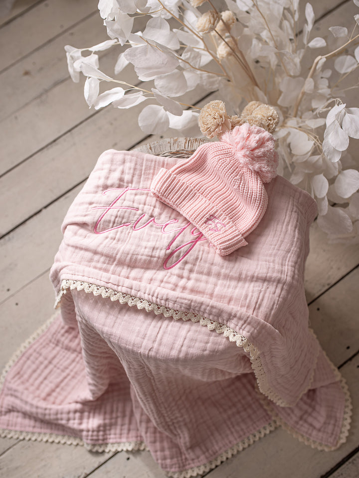 Bliss Personalised Knitted Beanie - Baby Pink