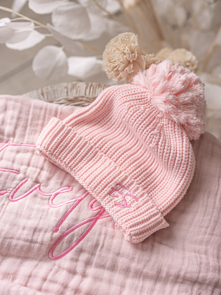 Bliss Personalised Knitted Beanie - Baby Pink