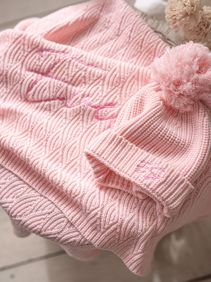 Bliss Personalised Knitted Beanie - Baby Pink