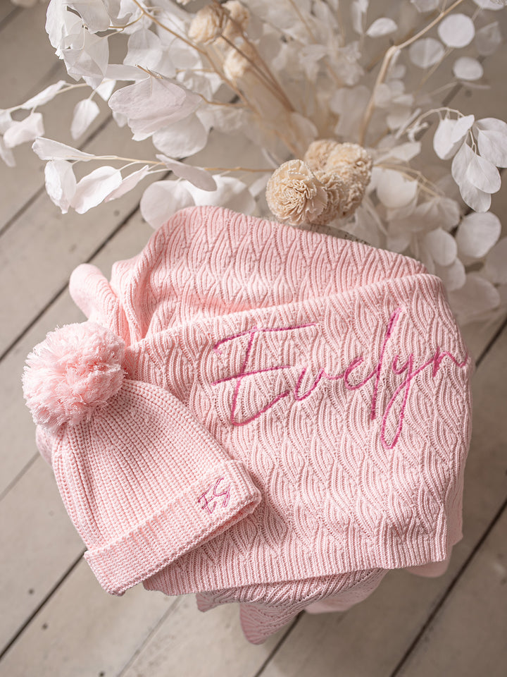 Bliss Personalised Knitted Beanie - Baby Pink