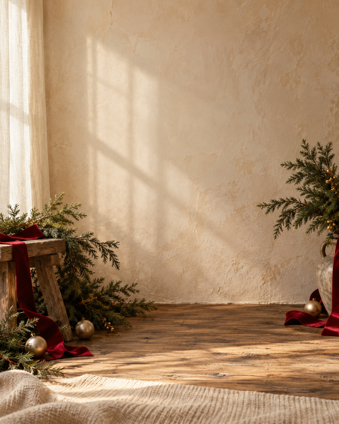 Warm neutral Christmas photo backdrop