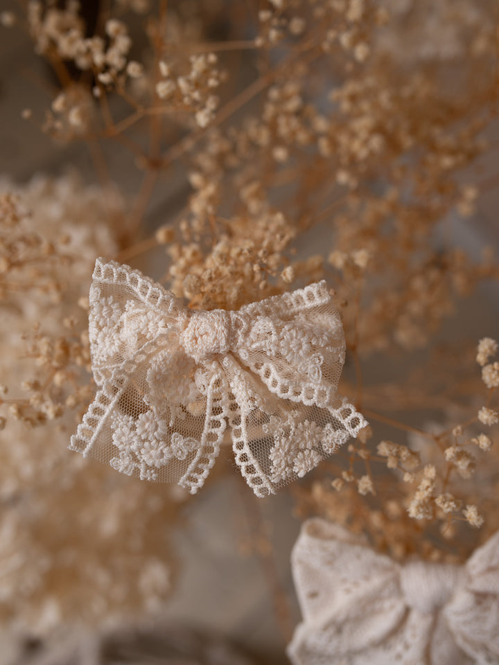 Off white lace Adella hair clip and headband set, vintage inspired, for baby girls