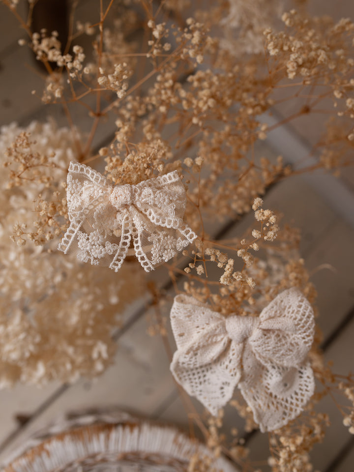 Off white lace Adella hair clip and headband set, vintage inspired, for baby girls