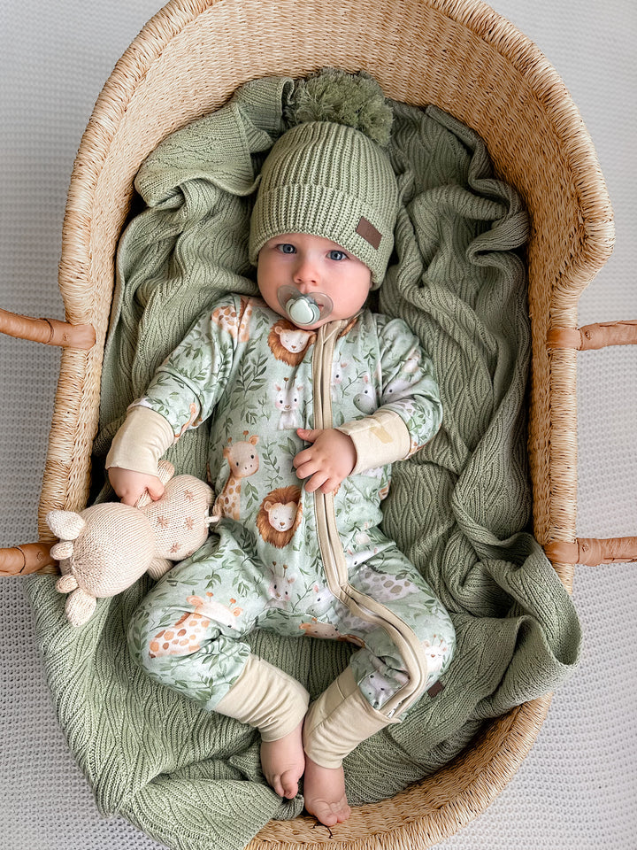 Snuggle Me - Knitted Baby Blanket - Sage