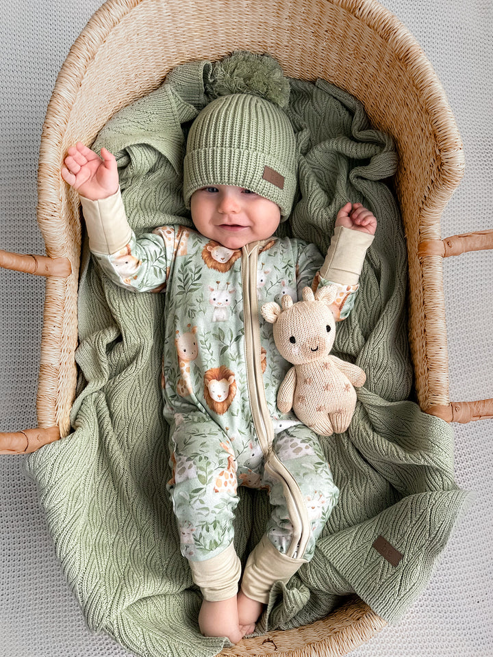 Snuggle Me - Knitted Baby Blanket - Sage