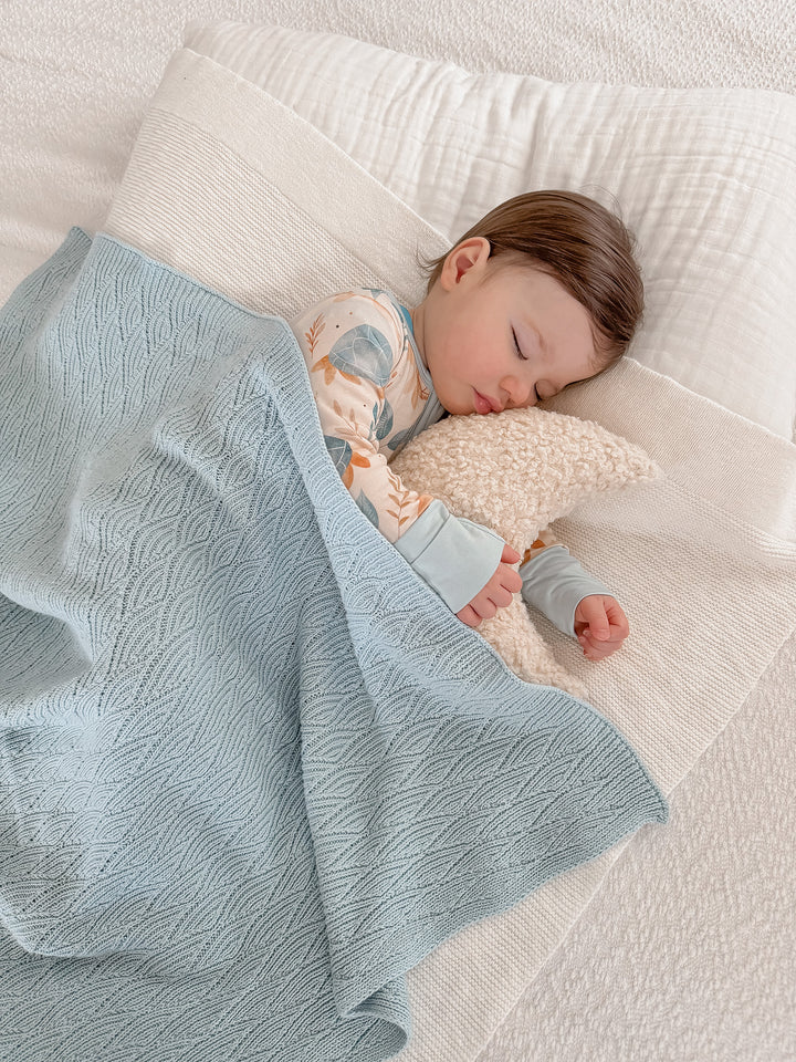 Snuggle Me - Knitted Baby Blanket - Baby Blue