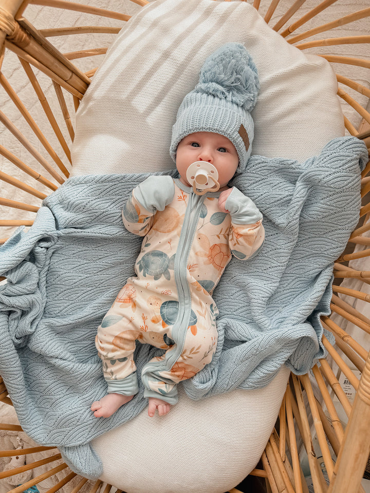 Snuggle Me - Knitted Baby Blanket - Baby Blue