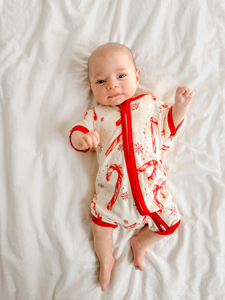 Tis The Season - Candy Cane Short-Sleeve Romper