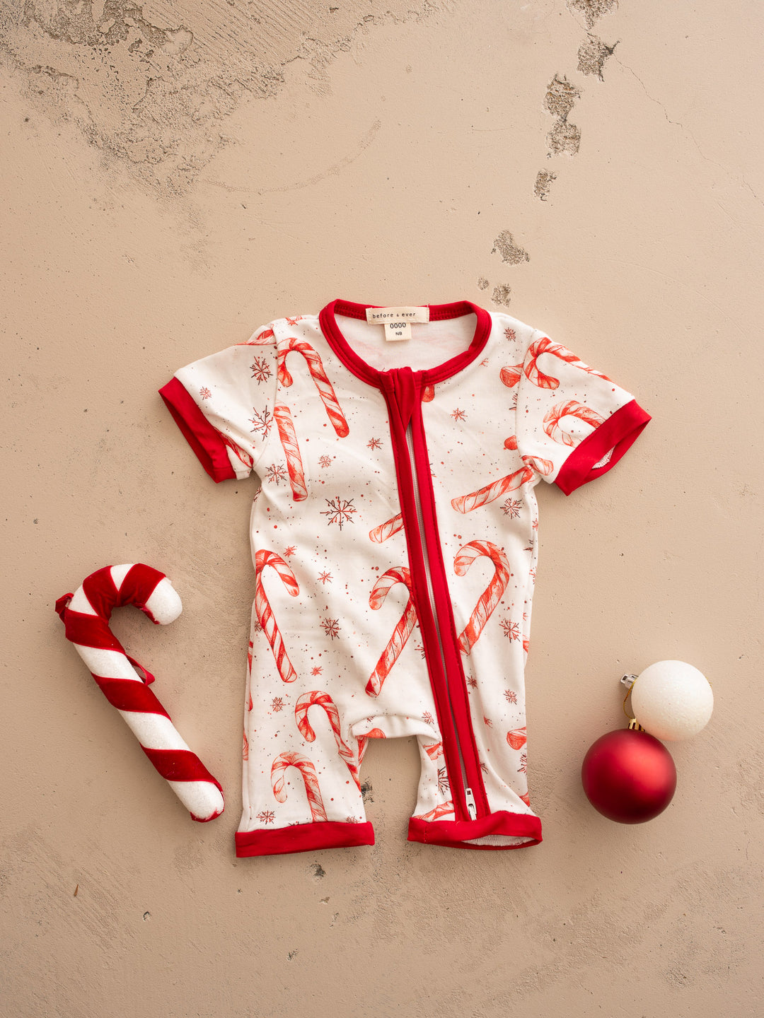 Tis The Season - Candy Cane Short-Sleeve Romper