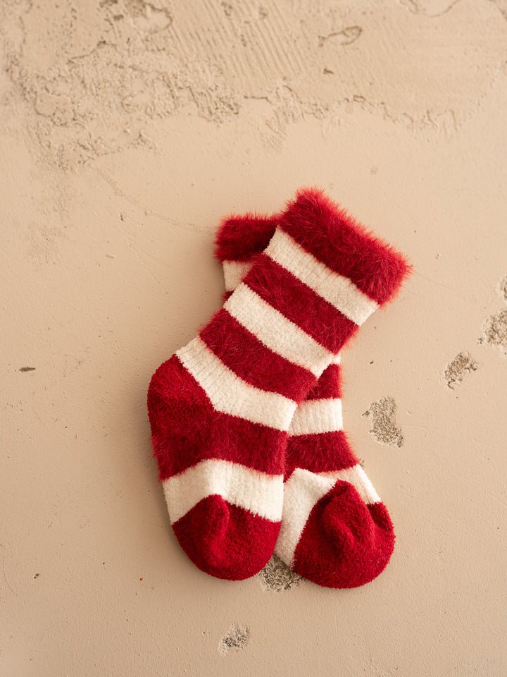Candy Cane Baby Socks - Red White