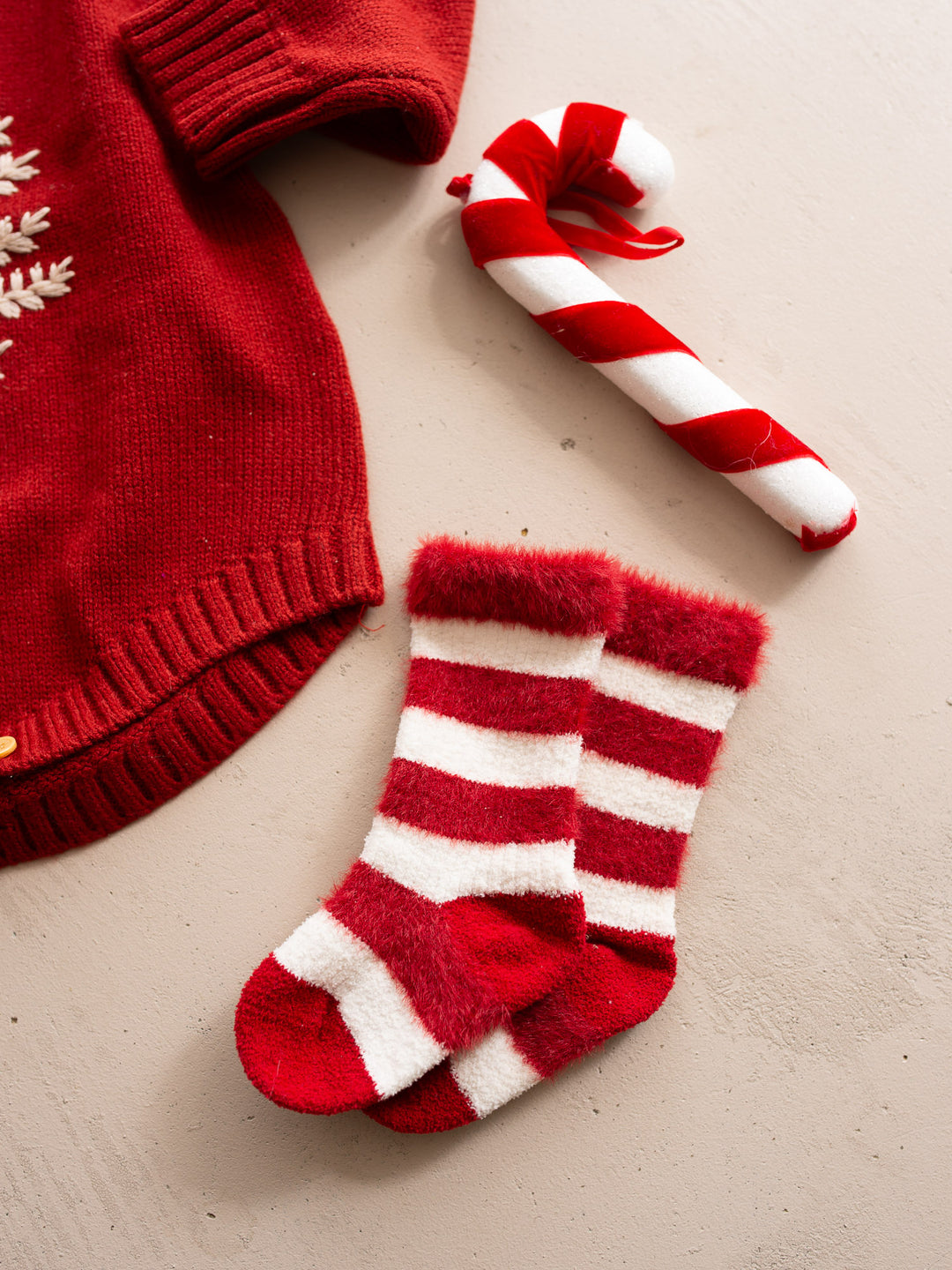 Candy Cane Baby Socks - Red White