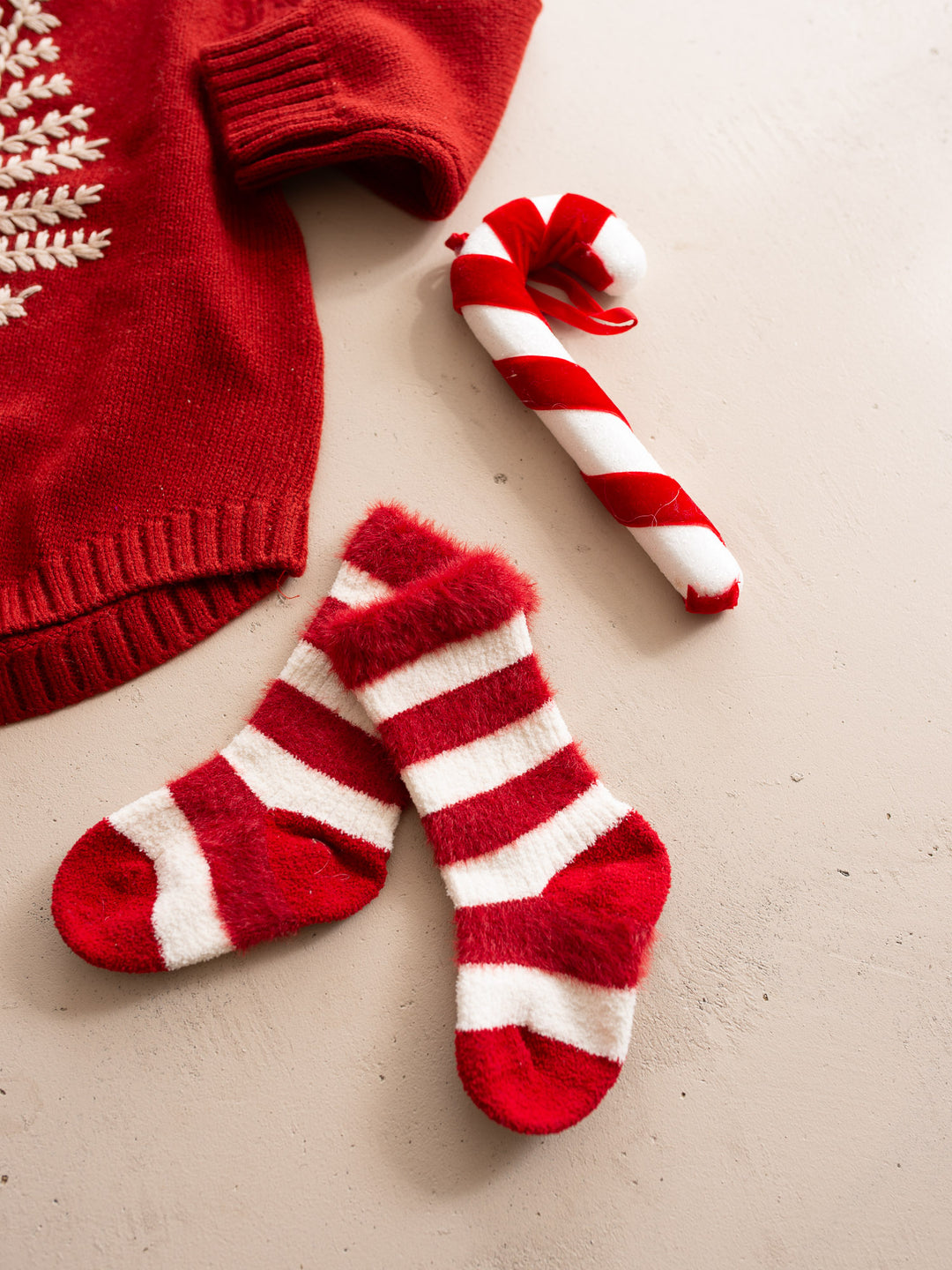 Candy Cane Baby Socks - Red White