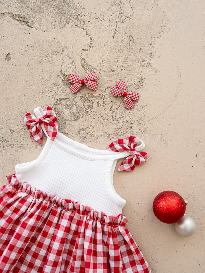 Gingham Bow Hair Clips
