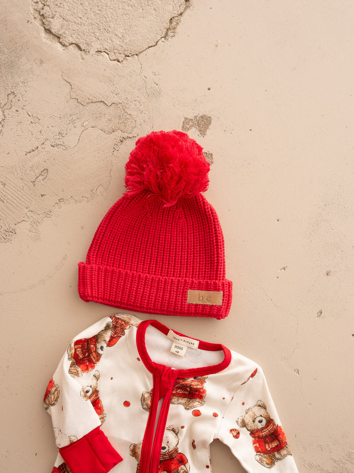 Bliss Knitted Beanie - Red