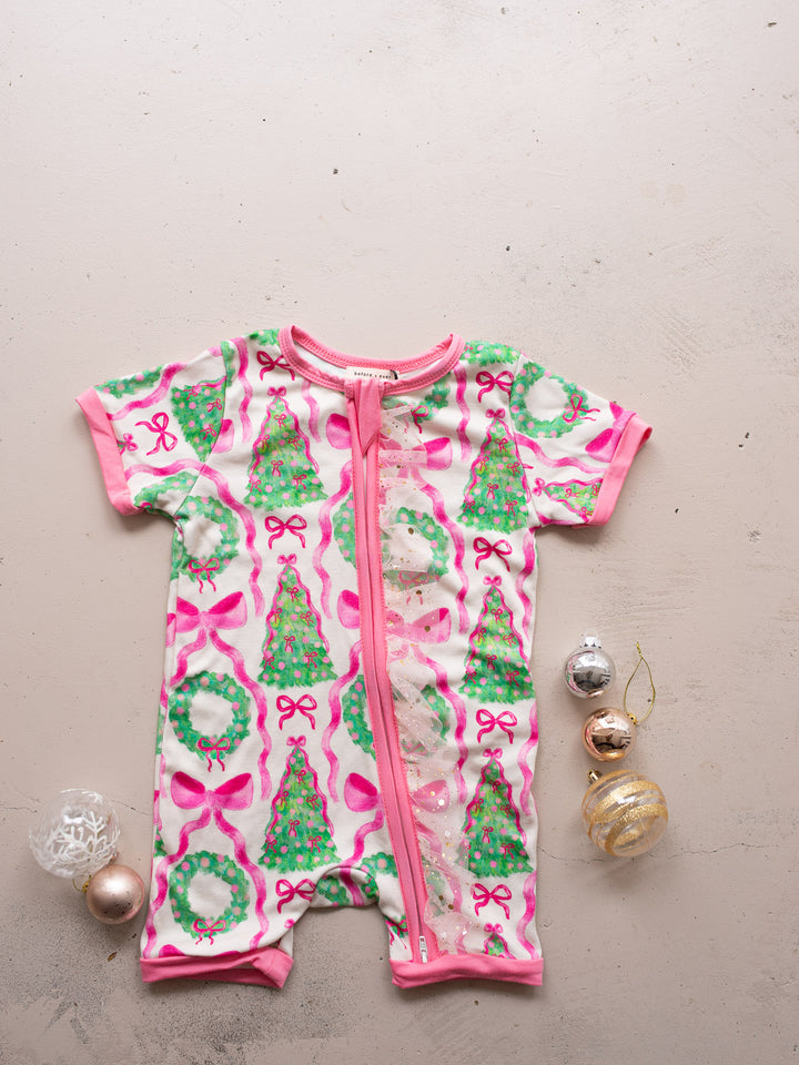 Tis The Season - Wreath Short-Sleeve Romper