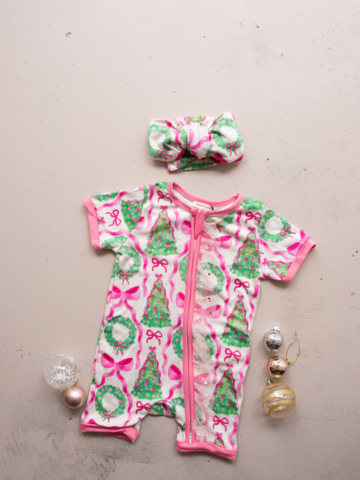 Tis The Season - Wreath Short-Sleeve Romper