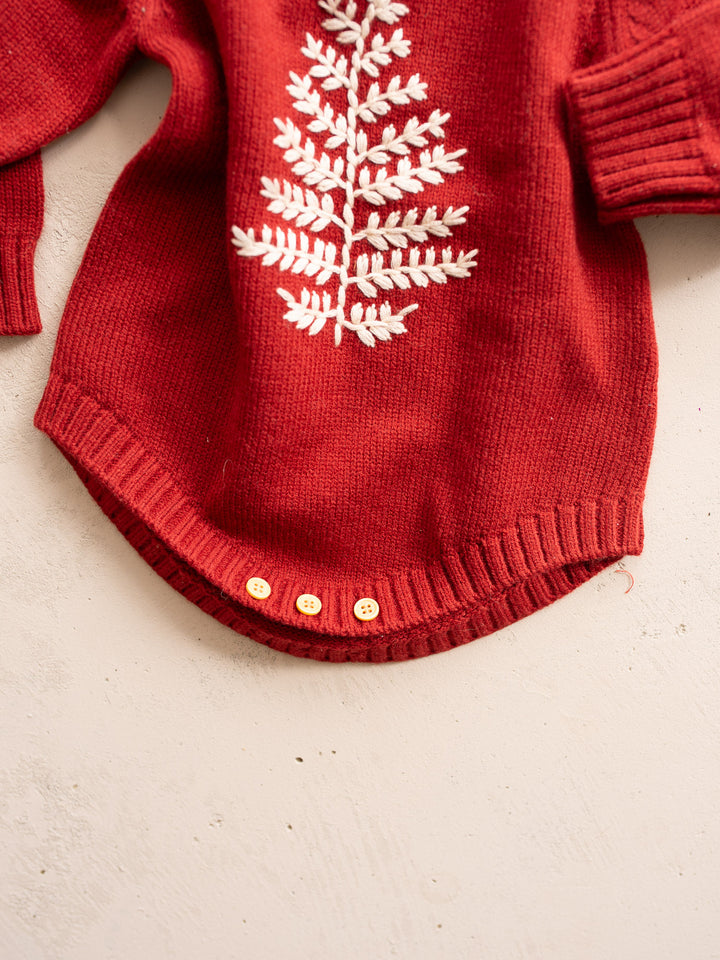 Twinkle Tree Romper - Deep Red
