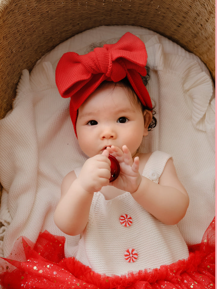 Pure - Knitted Oversized Topknot Headwrap Red