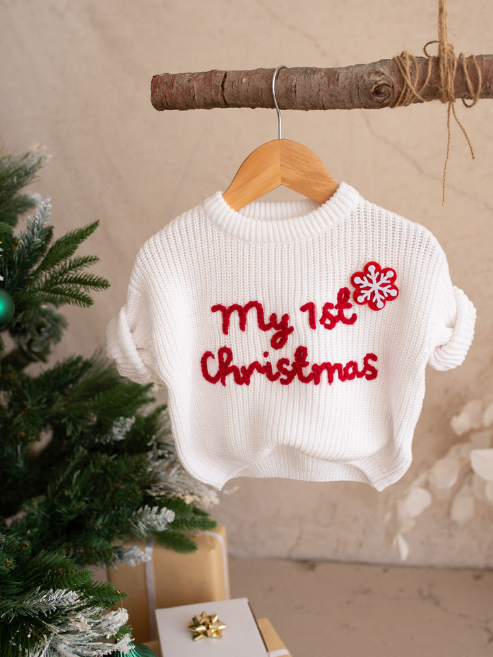 My 1st Christmas Sweater - White