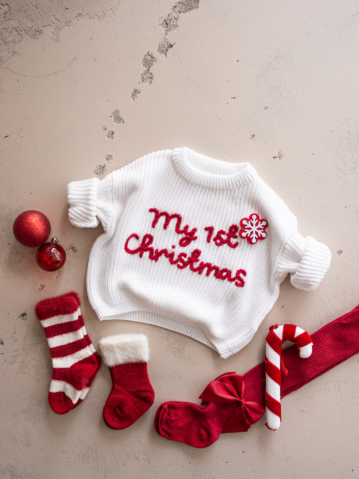 My 1st Christmas Sweater - White