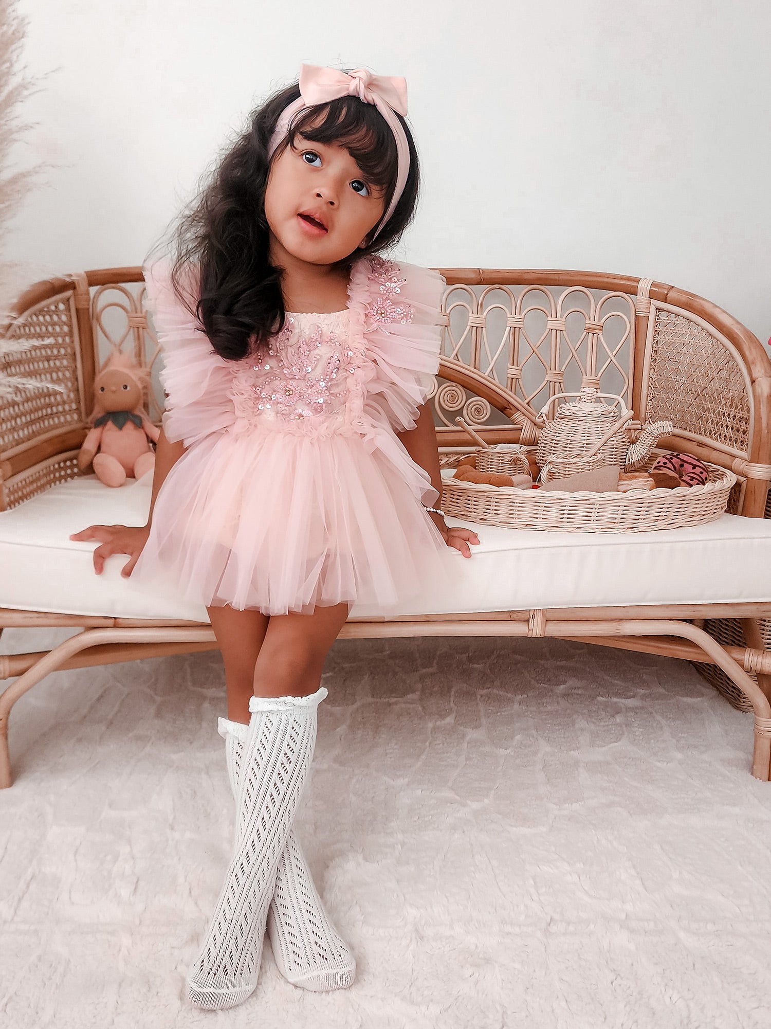 着物・セレモニードレス winkmiu pinky flower tulle rompers dress