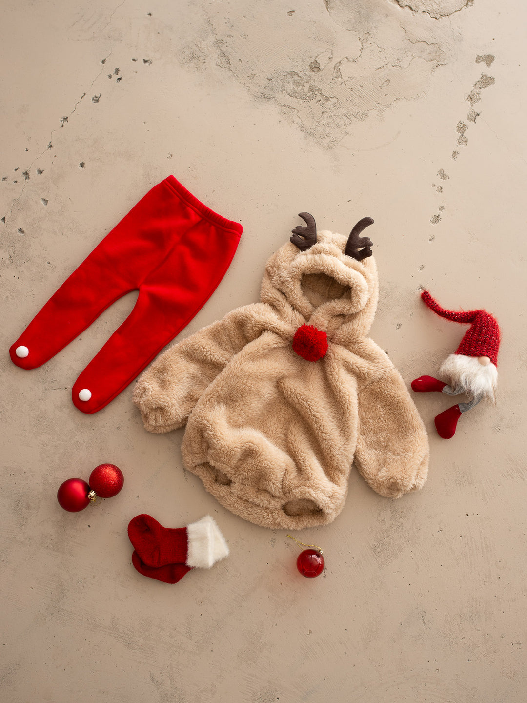 Baby Rudolph Fleece Lined Leggings - Red