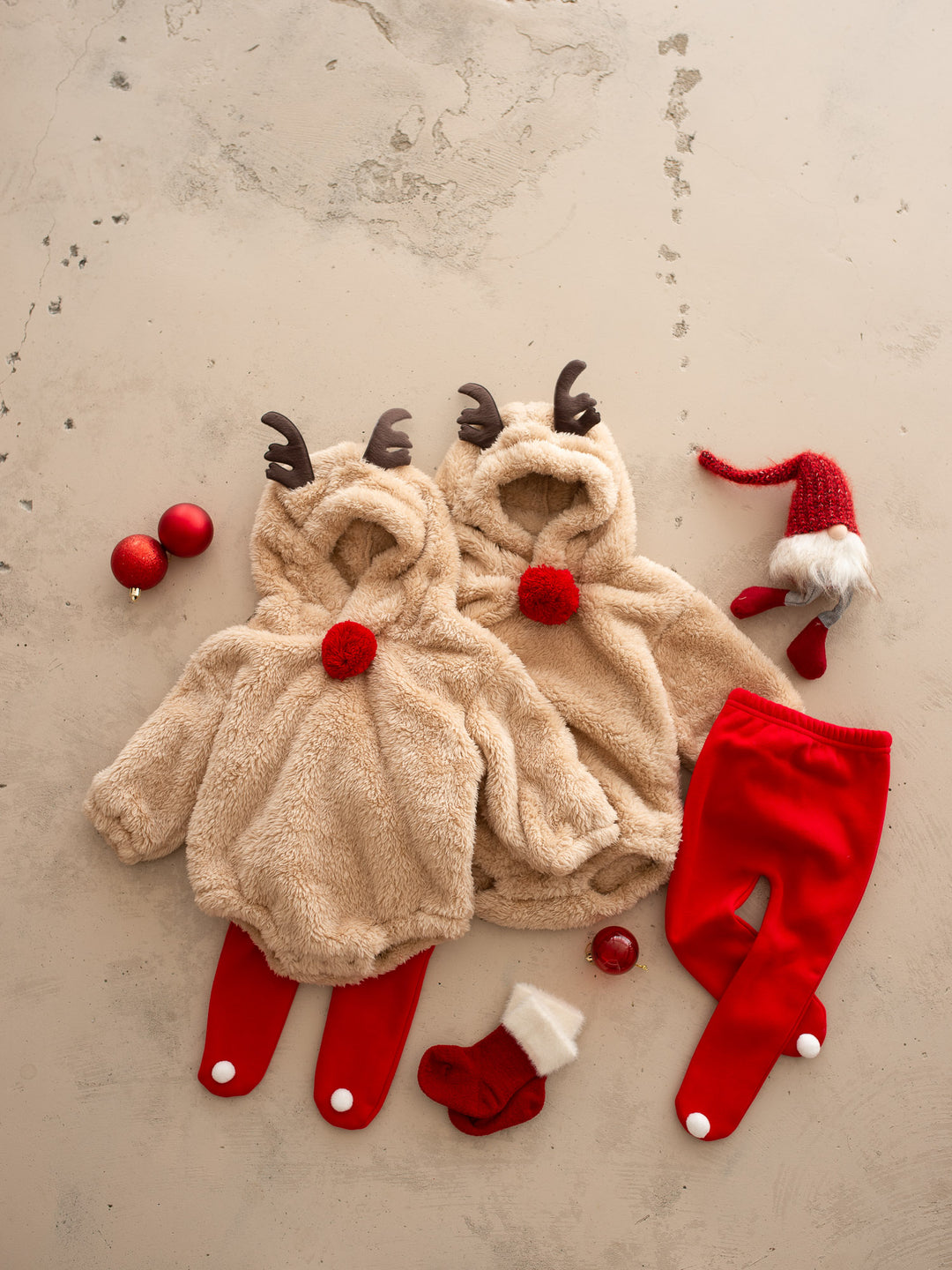 Baby Rudolph Fleece Lined Leggings - Red