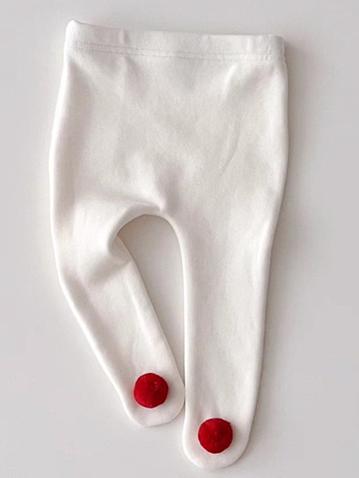Baby Rudolph Fleece Lined Leggings - White