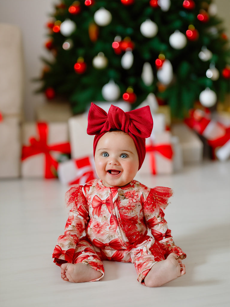 newborn red christmas dress Before & Ever Newborn Double Zip Onesie - Red Bow Baby Girl Clothes for  Newborn