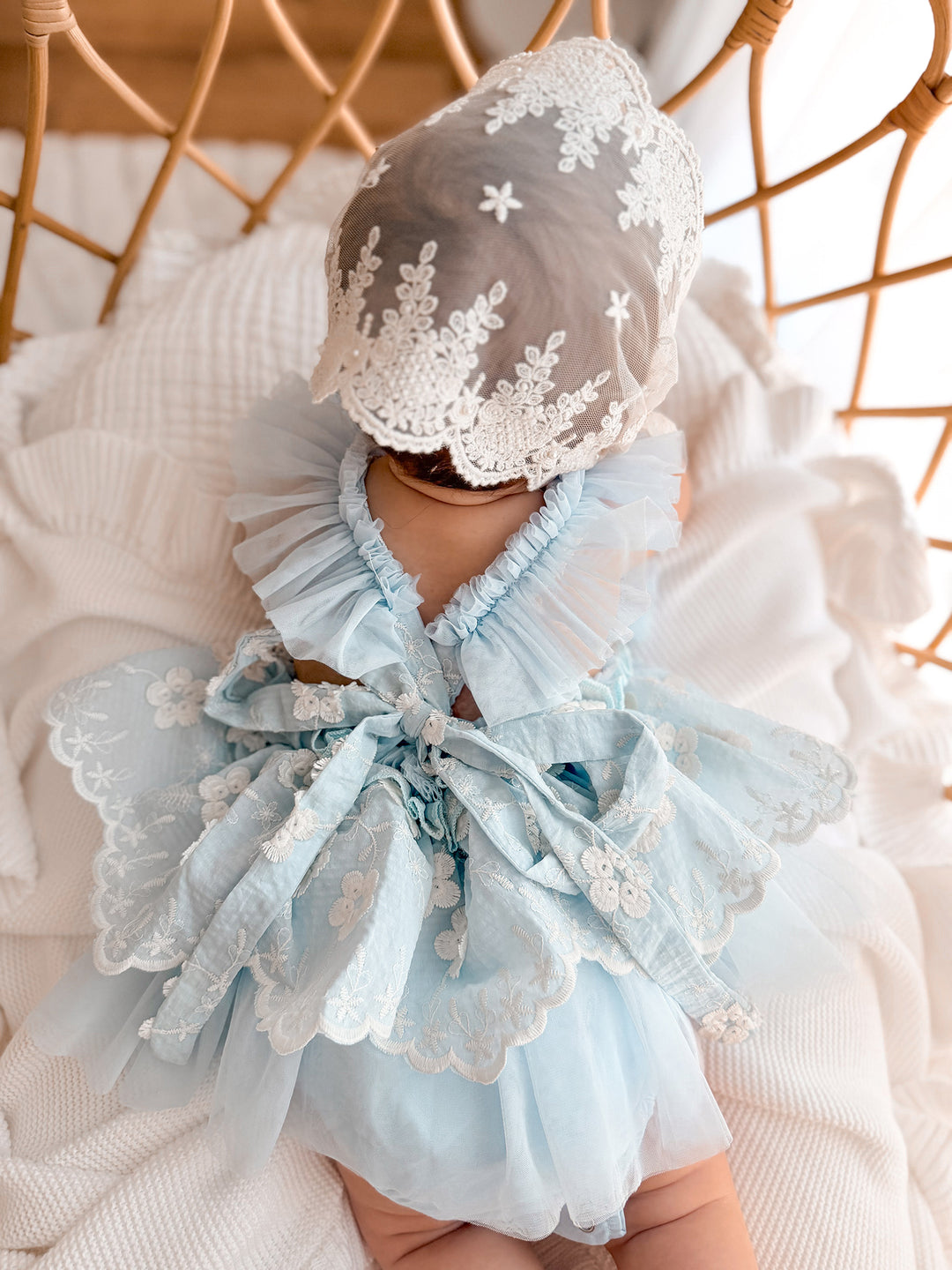 Where Flowers Grow Tulle Floral Lace Dress - Blue