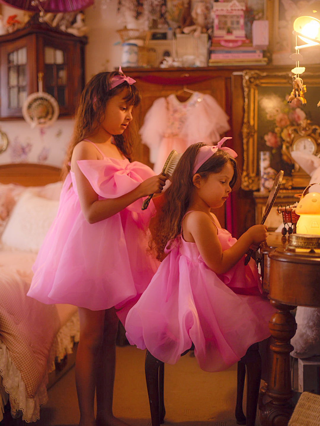 Love In Full Bloom Organza Bow Party Dress - Hot Pink