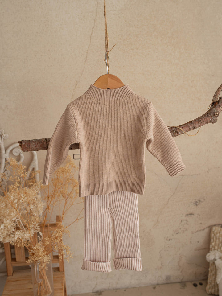 Mila Plush Lined Knit Top - Latte