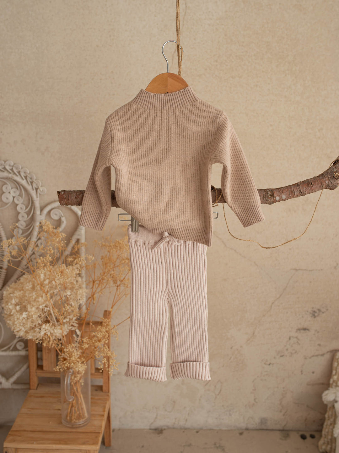 Mila Plush Lined Knit Top - Latte