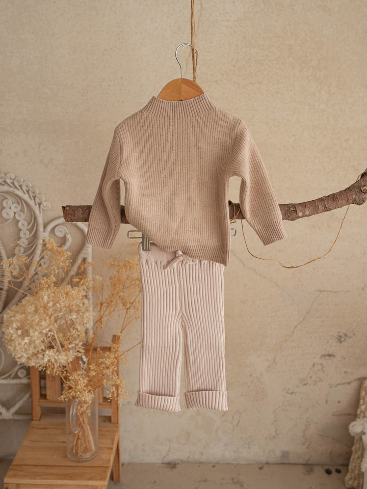 Mila Plush Lined Knit Top - Latte