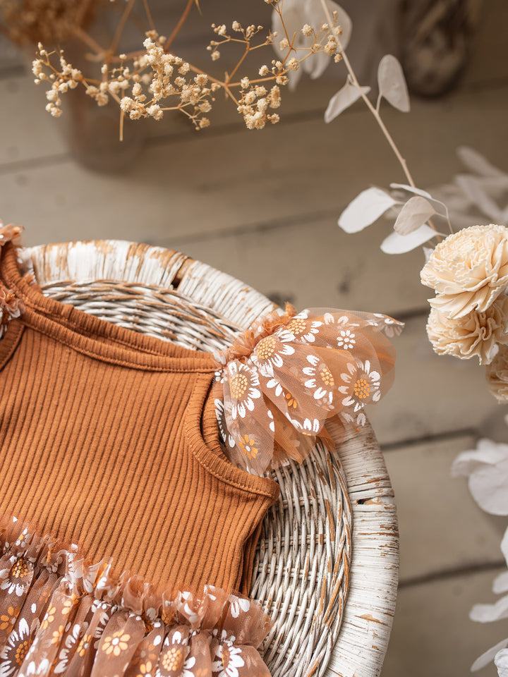 Toffee Daisy Bodysuit - Brown