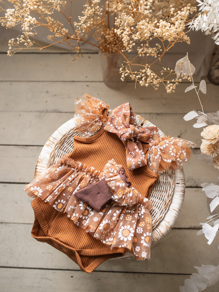 Toffee Daisy Bodysuit - Brown