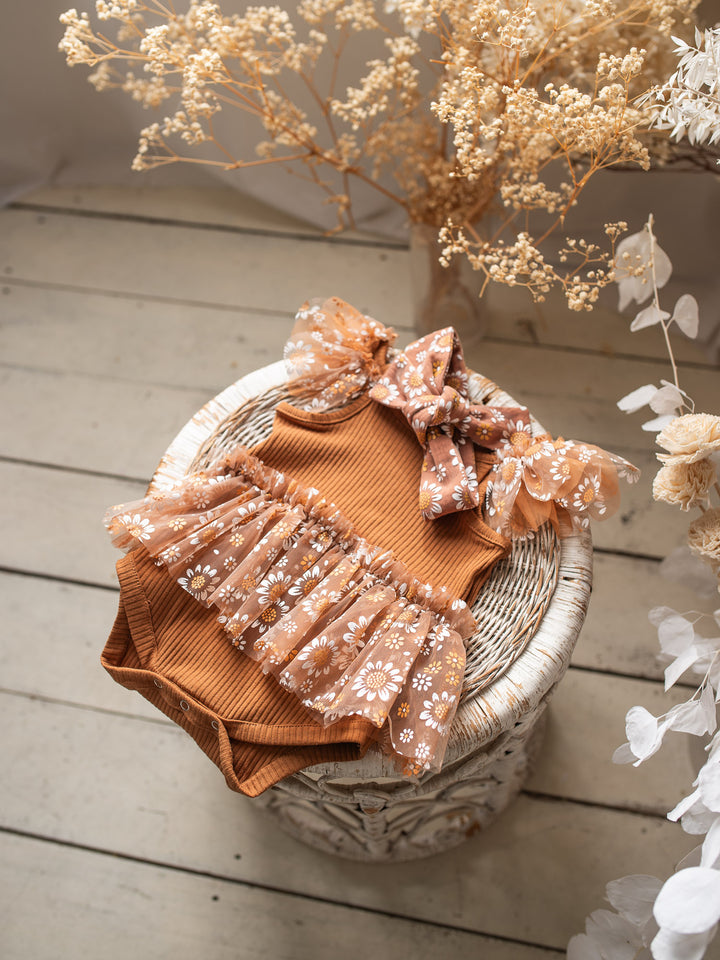 Toffee Daisy Bodysuit - Brown