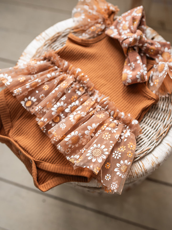 Toffee Daisy Bodysuit - Brown