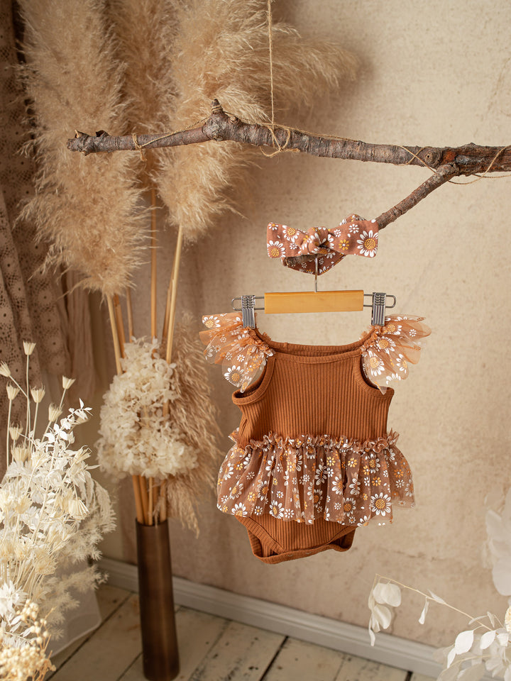 Toffee Daisy Bodysuit - Brown