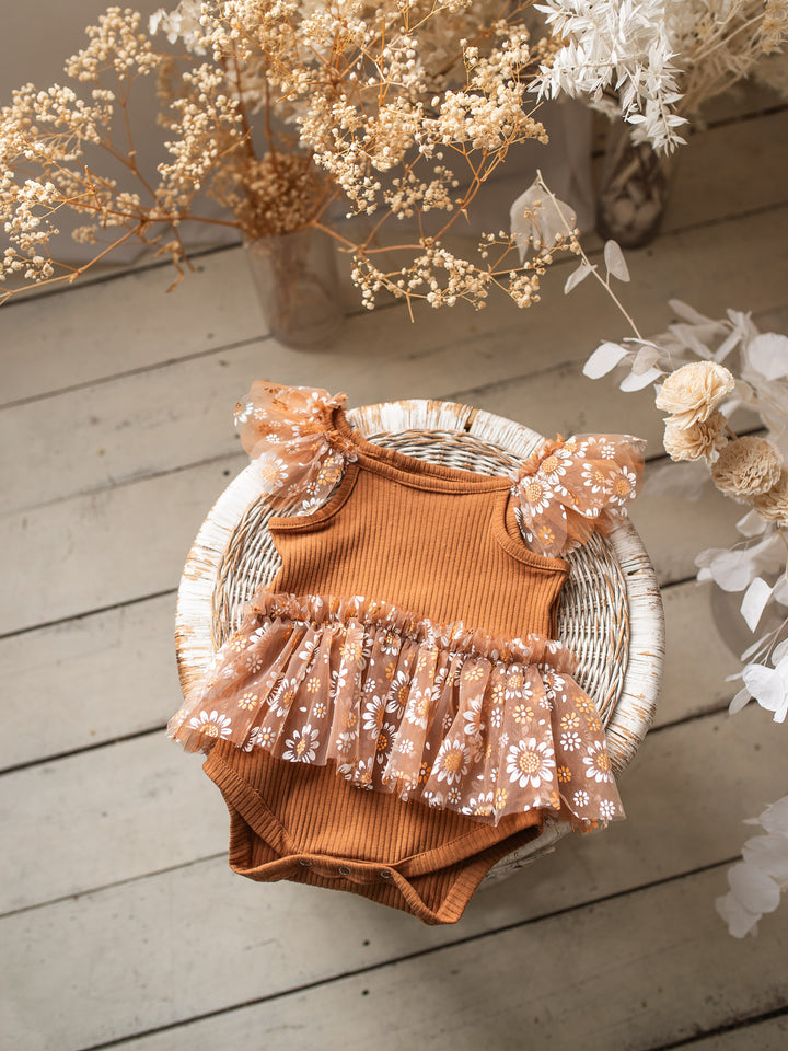Toffee Daisy Bodysuit - Brown