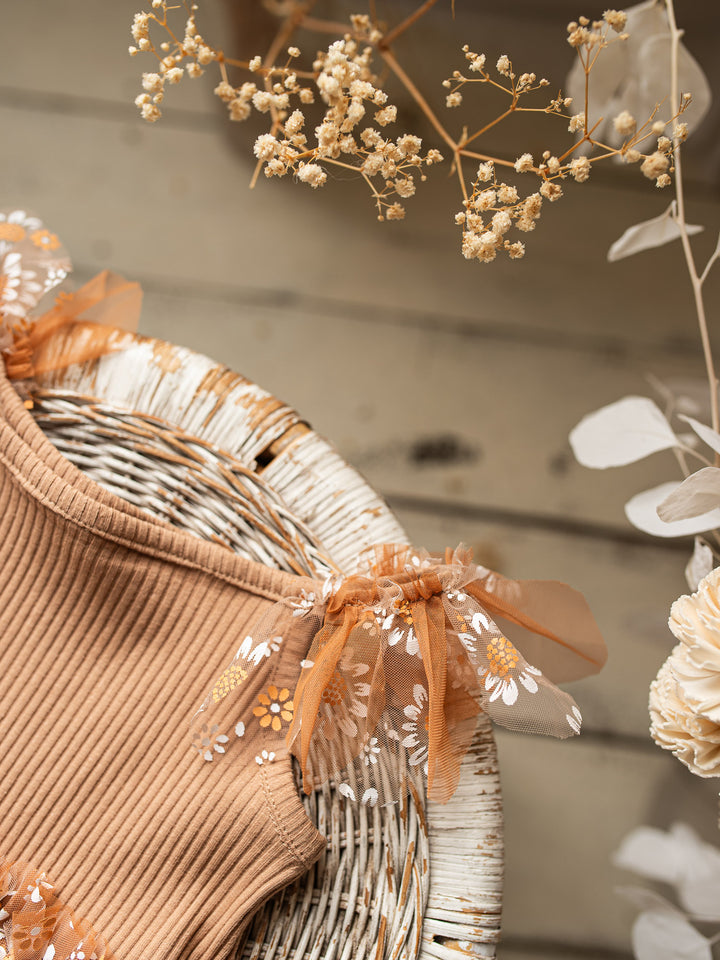 Toffee Daisy Bodysuit - Tan