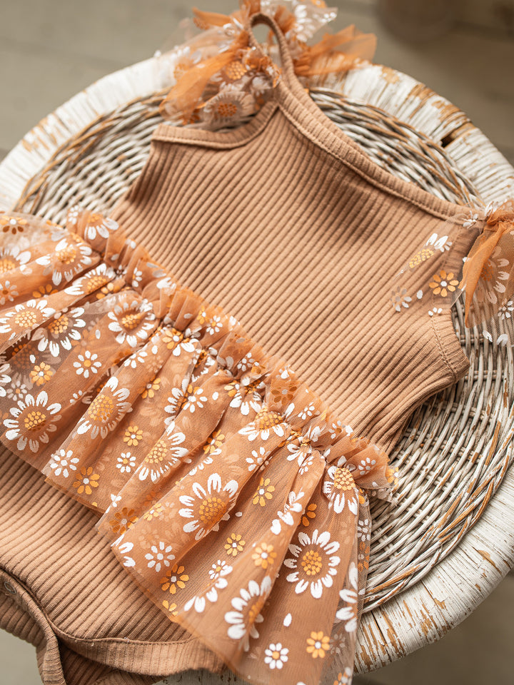 Toffee Daisy Bodysuit - Tan