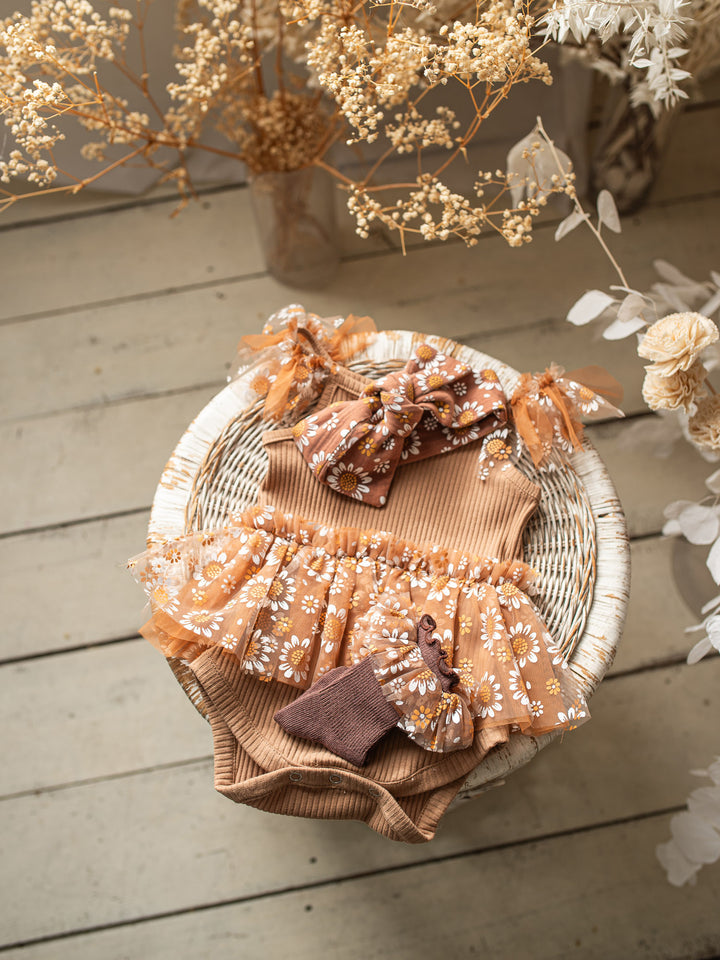 Toffee Daisy Bodysuit - Tan