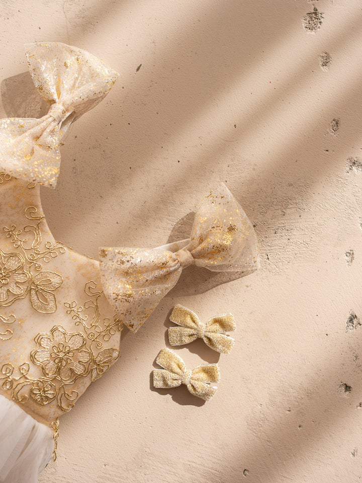 Lilou Bow Hair Clips - Gold