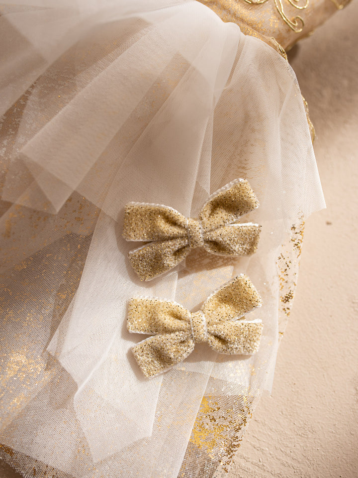 Lilou Bow Hair Clips - Gold